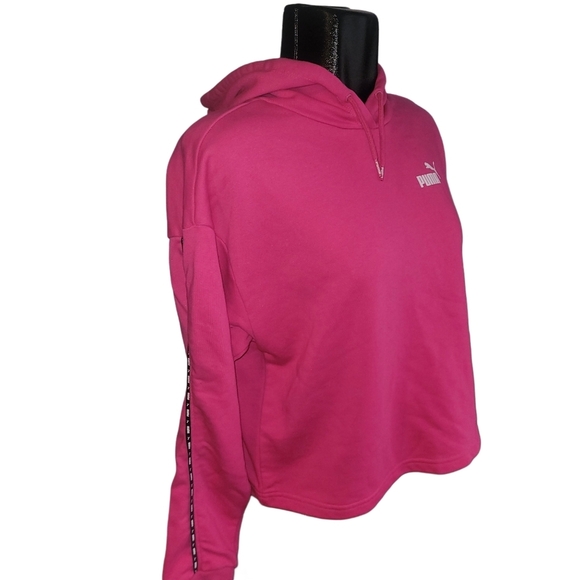 Puma Cropped Pullover Hoodie in Hot Pink S - Picture 3 of 7